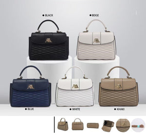 Textured Wave Flap Handbag - Zambeel
