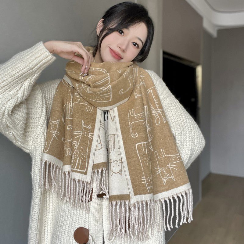 Thick Warm Scarf Double - sided Cashmere - like Scarf - Zambeel