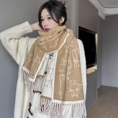 Thick Warm Scarf Double - sided Cashmere - like Scarf - Zambeel