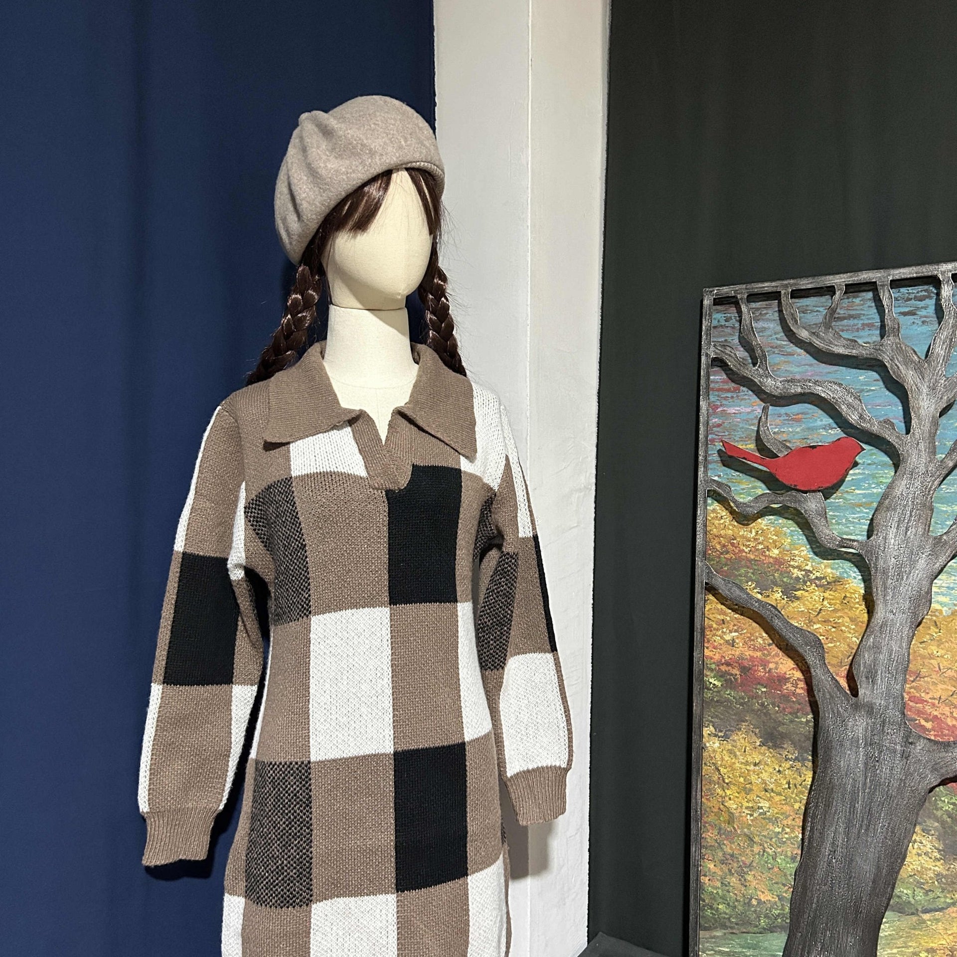 Thickened Knit Dress In Winter Coffee Girl - Zambeel