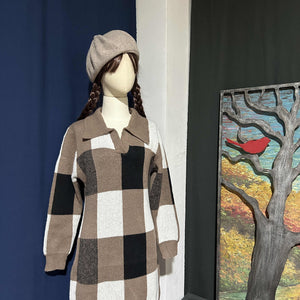 Thickened Knit Dress In Winter Coffee Girl - Zambeel