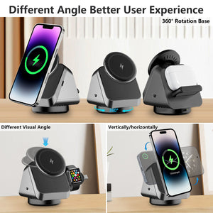 Three - in - one Magsafe Magnetic Wireless Charger Mobile Phone Watch Headset - Zambeel