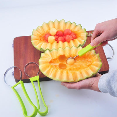 Three - in - one Stainless Steel Multi - purpose Fruit Ball Excavator Spoon Portable Digging Kitchen Tool Summer Party - Zambeel