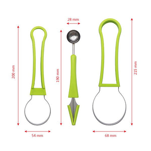 Three - in - one Stainless Steel Multi - purpose Fruit Ball Excavator Spoon Portable Digging Kitchen Tool Summer Party - Zambeel