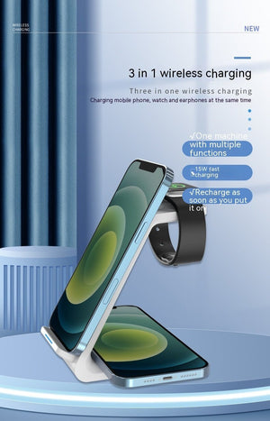 Three - in - one Wireless Charger Fast Charging Desktop Vertical - Zambeel