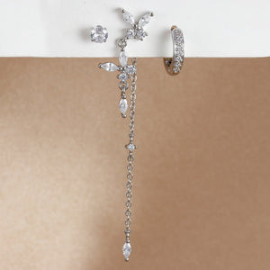 Three - piece Earrings Fashion Zircon Butterfly - Zambeel