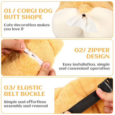 Tissue Box Cover Soft Adorable Corgi Butt Shaped Creative Storage Bag Hanging Pouch Tissue Box Wrapper For Car Home - Zambeel