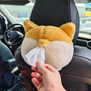 Tissue Box Cover Soft Adorable Corgi Butt Shaped Creative Storage Bag Hanging Pouch Tissue Box Wrapper For Car Home - Zambeel
