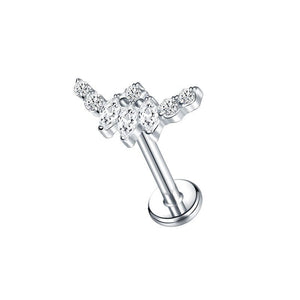 Titanium Alloy Internal Teeth Inlaid Zircon Labret Piercing Jewelry Ear Studs Lip Ring - Zambeel