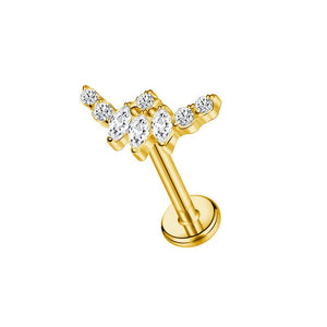 Titanium Alloy Internal Teeth Inlaid Zircon Labret Piercing Jewelry Ear Studs Lip Ring - Zambeel
