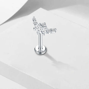 Titanium Alloy Internal Teeth Inlaid Zircon Labret Piercing Jewelry Ear Studs Lip Ring - Zambeel
