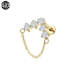 Titanium Alloy Round Zirconium Single Chain Earring - Zambeel
