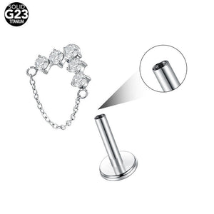 Titanium Alloy Round Zirconium Single Chain Earring - Zambeel