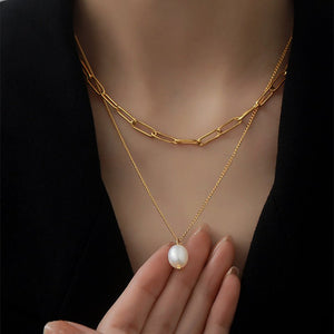 Titanium - steel Double - layered Necklace Girl - Zambeel