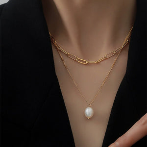 Titanium - steel Double - layered Necklace Girl - Zambeel