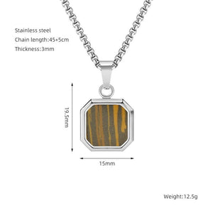 Titanium Steel Hip - hop Turquoise Square Pendant Necklace - Zambeel