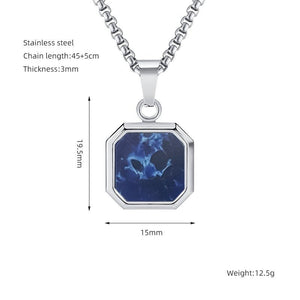 Titanium Steel Hip - hop Turquoise Square Pendant Necklace - Zambeel