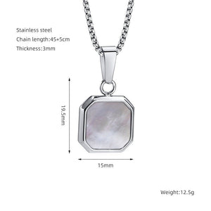 Titanium Steel Hip - hop Turquoise Square Pendant Necklace - Zambeel