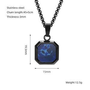 Titanium Steel Hip - hop Turquoise Square Pendant Necklace - Zambeel