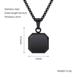 Titanium Steel Hip - hop Turquoise Square Pendant Necklace - Zambeel