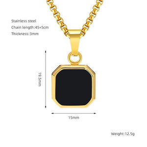 Titanium Steel Hip - hop Turquoise Square Pendant Necklace - Zambeel