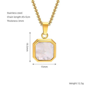 Titanium Steel Hip - hop Turquoise Square Pendant Necklace - Zambeel