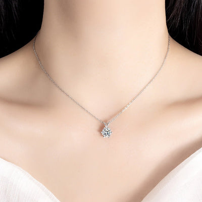 Titanium Steel Necklace Niche Snowflake Zircon Pendant - Zambeel