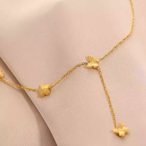 Titanium Steel No Fading Four Three - dimensional Butterfly Necklace - Zambeel