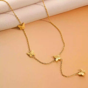 Titanium Steel No Fading Four Three - dimensional Butterfly Necklace - Zambeel