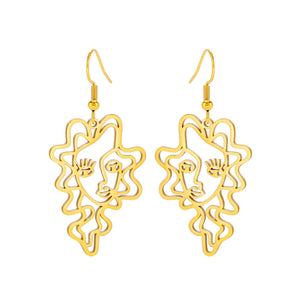 Titanium Steel Retro Ethnic Style Wave Girl Earrings - Zambeel