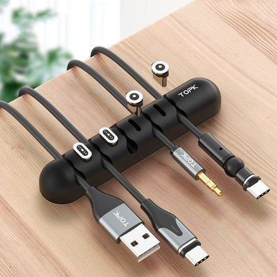 TOPK Cable Organizer & Magnetic Plug Box Silicone USB Cable Winder Flexible Cable Management Clips for Mouse Earphone Holder - Zambeel