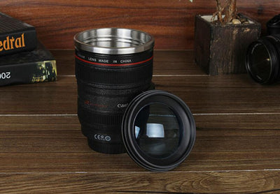 Transhome Creative Self Stirring Mug Camera Lens Mugs 300ml Battery Style Stainless Steel Milk Coffee Cups For Sporting Travel - Zambeel
