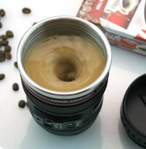 Transhome Creative Self Stirring Mug Camera Lens Mugs 300ml Battery Style Stainless Steel Milk Coffee Cups For Sporting Travel - Zambeel