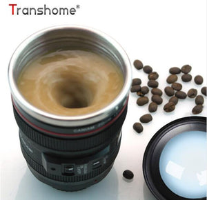 Transhome Creative Self Stirring Mug Camera Lens Mugs 300ml Battery Style Stainless Steel Milk Coffee Cups For Sporting Travel - Zambeel
