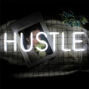 Transparent Back Panel HUSTLE USB Powered Neon Lights - Zambeel