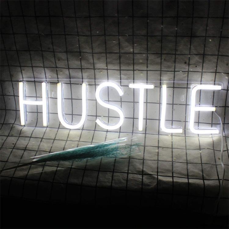 Transparent Back Panel HUSTLE USB Powered Neon Lights - Zambeel
