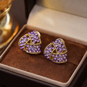 Trendy Purple Full Diamond Triangle Fashion Earrings For Women - Zambeel