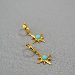 Turquoise - inlaid Gold - plated Brass Earrings - Zambeel