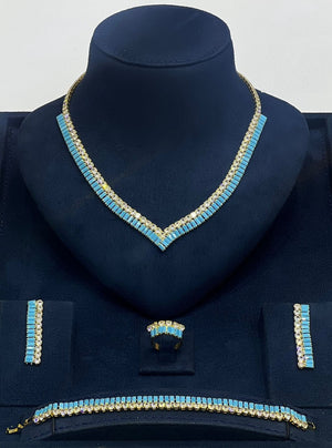 Turquoise V - Cut Crystal Jewelry Set - Zambeel