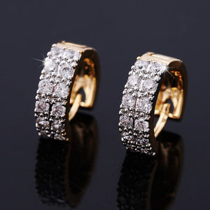 Two - color Plating Fine Zircon - embedded Earrings Women - Zambeel