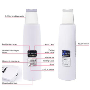 Ultrasonic Skin Scrubber Face Cleanser Blackhead Acne Removal Facial Spa Vibration Massager Ultrasound Peeling Clean Machine 394 - Zambeel