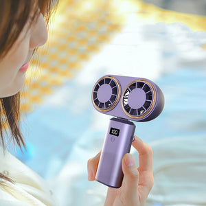 USB Handheld Mini Fan Foldable Portable Neck Hanging Fans 5 Speed USB Rechargeable Fan With Display Screen - Zambeel