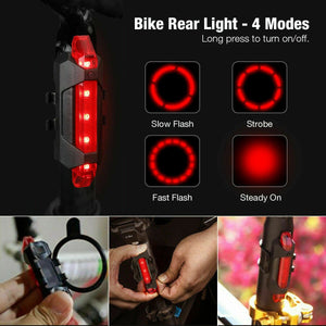 USB Rechargeable LED Bicycle Headlight Bike Head Light Cycling Rear Front Lamp Bike Light Rainproof USB Rechargeable LED bicycle Light - Zambeel