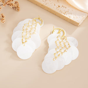 Vacation Multi - layer Disc Tassel Stud Earrings - Zambeel