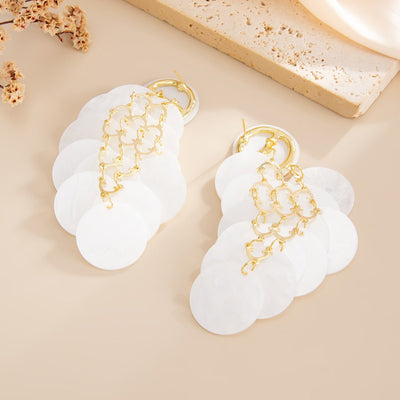 Vacation Multi - layer Disc Tassel Stud Earrings - Zambeel