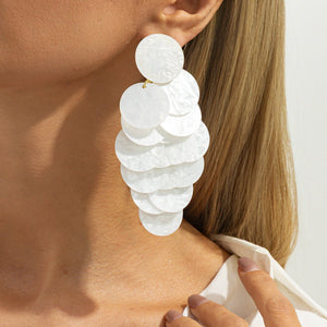 Vacation Multi - layer Disc Tassel Stud Earrings - Zambeel