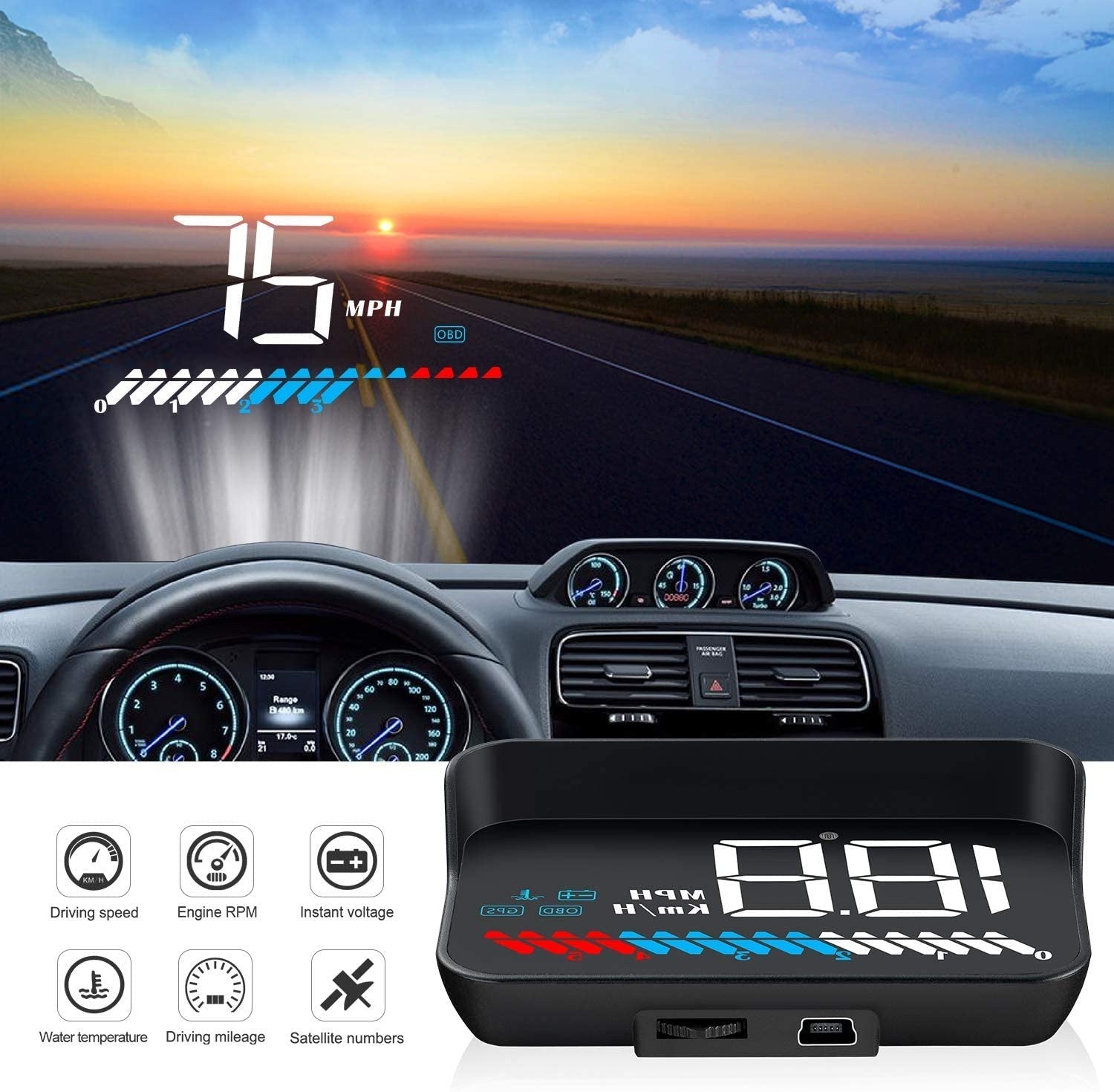 Vehicle - Mounted HUD Head - Up Display - Zambeel
