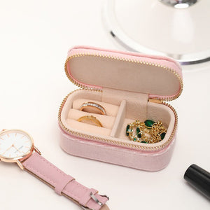 Velvet Travel Jewelry Storage Box Portable Ring Ear Stud Box - Zambeel