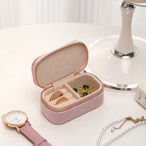 Velvet Travel Jewelry Storage Box Portable Ring Ear Stud Box - Zambeel