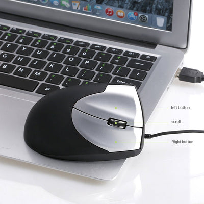 Vertical Wired Mouse Ergonomic Optical 3 Key Gaming Office Mouse for PC /Laptop Black - Zambeel